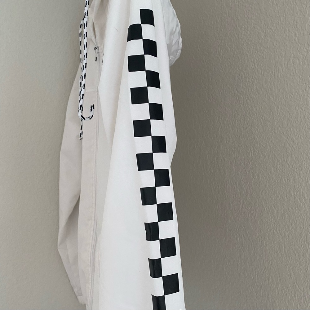 VANS Windbreaker Men’s Small Hooded full zip up Black/White Checkered - Picture 5 of 8